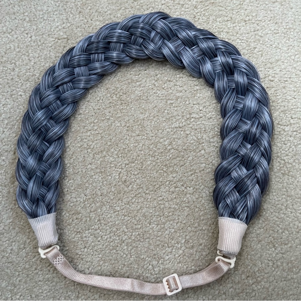 Headband Synthetic Hair Braid (Dark Gray/Salt & Pepper) Adjustable